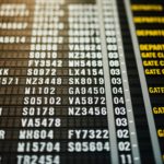 flight departure and arrival board at airport